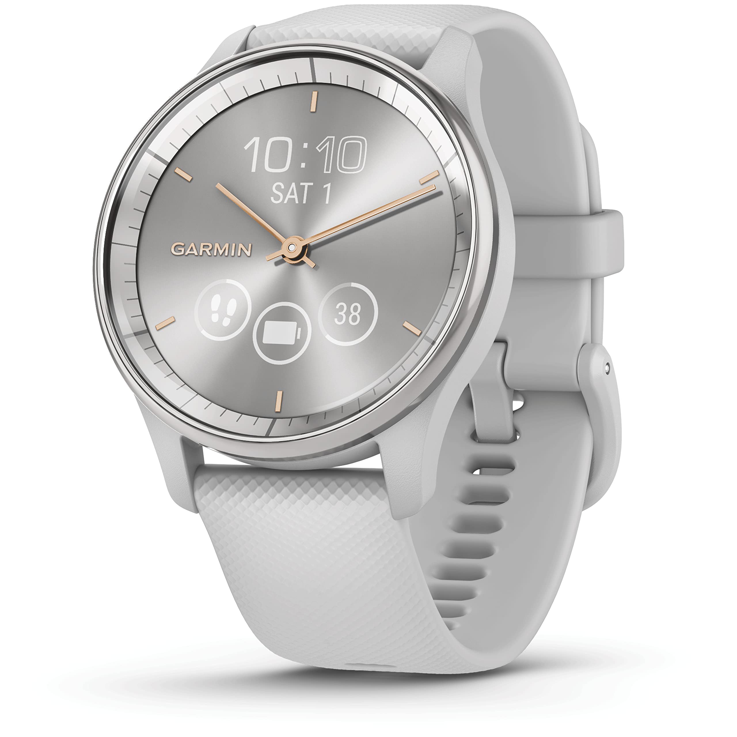 71YPuiqtfEL Garmin vívomove Trend, 40mm, Hybrid-Smartwatch, Hellgrau/Silber – Bild 1