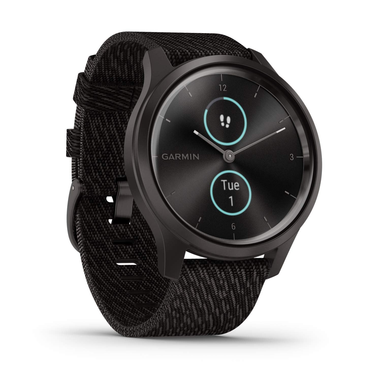 71h5STfBbOL Garmin vívomove Style Hybrid-Smartwatch Fitness Aktivitätstracker AMOLED Display Schwarz Nylon M – Bild 1