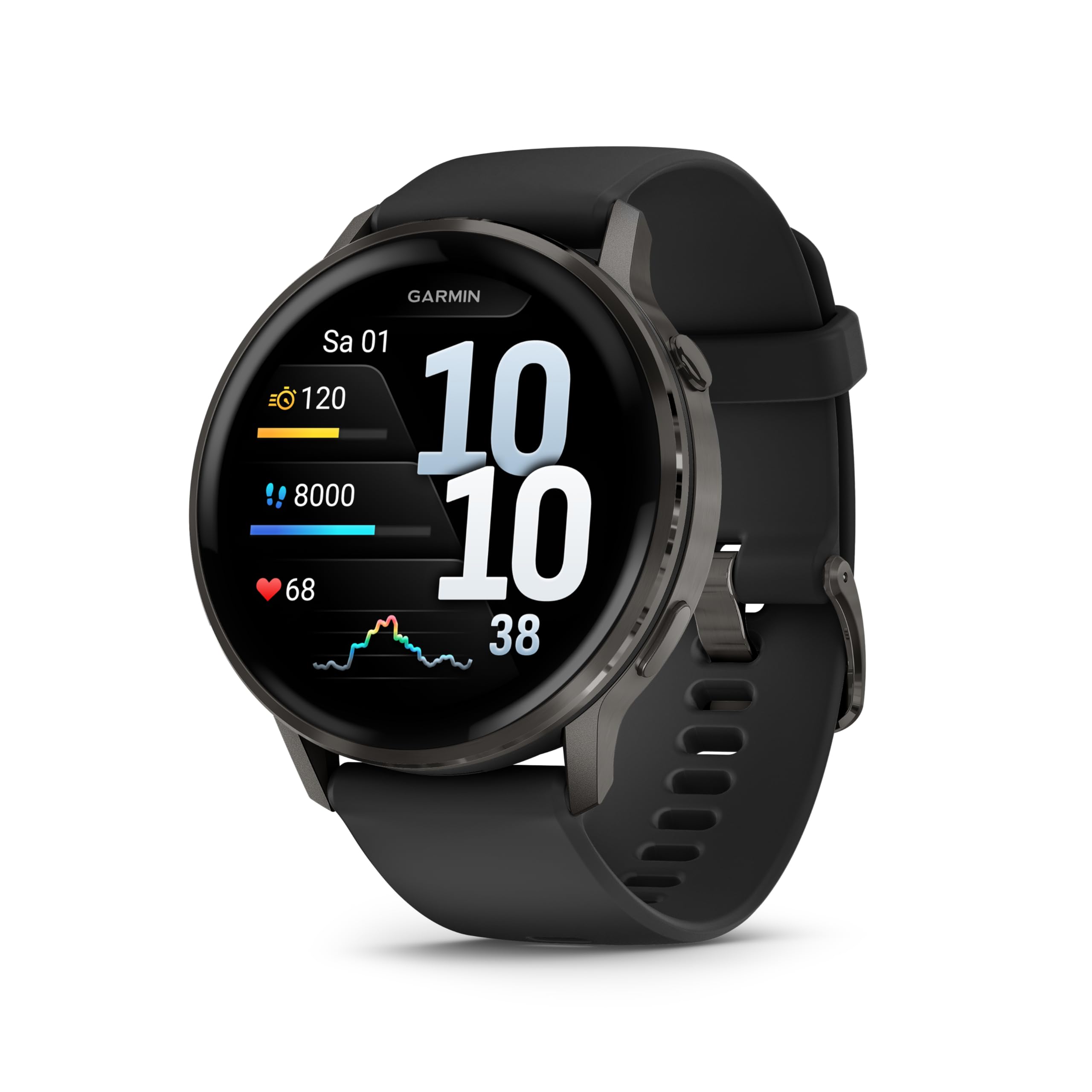 71tLM9VxGsL Garmin Venu 4, 45 mm, GPS-Fitness-Smartwach, Schwarz/Schiefergrau – Bild 1