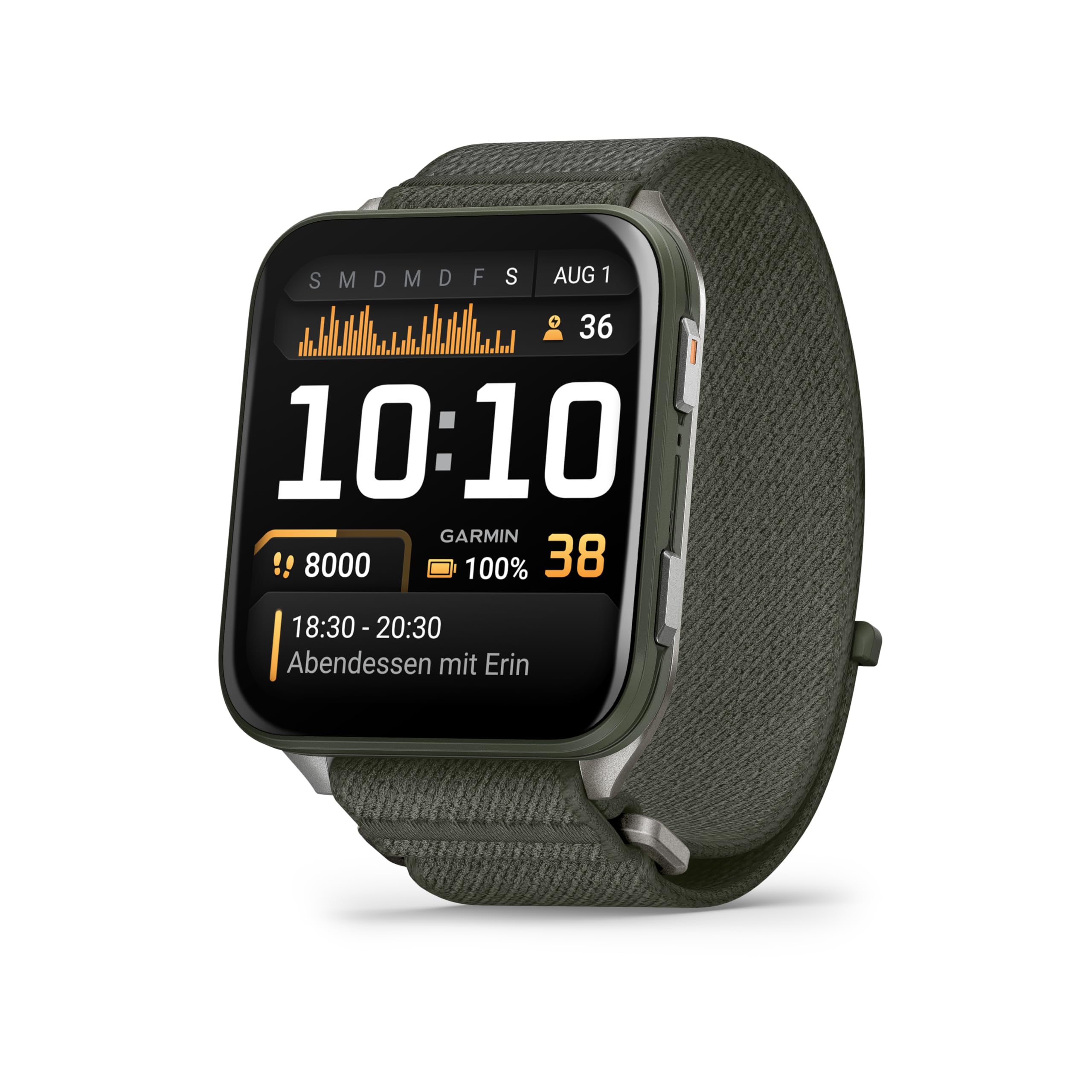 81pic_bCVrL Garmin Venu X1, 51 mm, GPS-Fitness-Smartwatch, Moosgrün – Bild 1